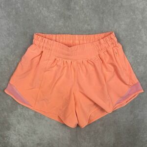 Lululemon Shorts‎ Sz 4 TALL Hotty Hot 2.5" LR Low Rise Lined Running Orange